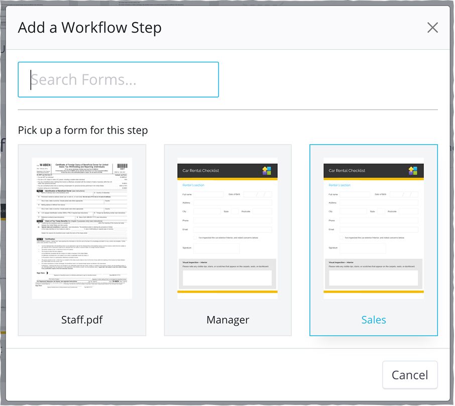 How to add a step for a PDF form workflow.