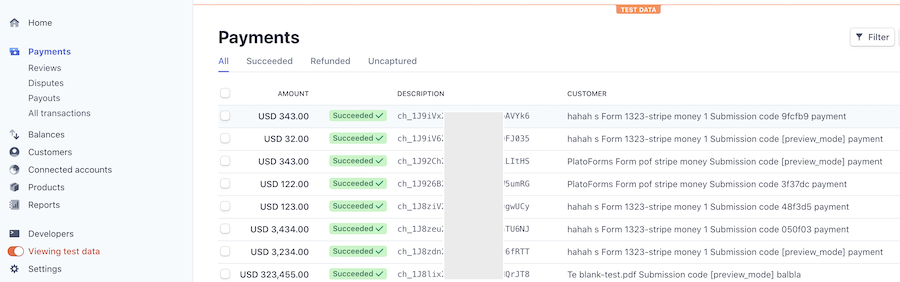 PDF form view payment transitions