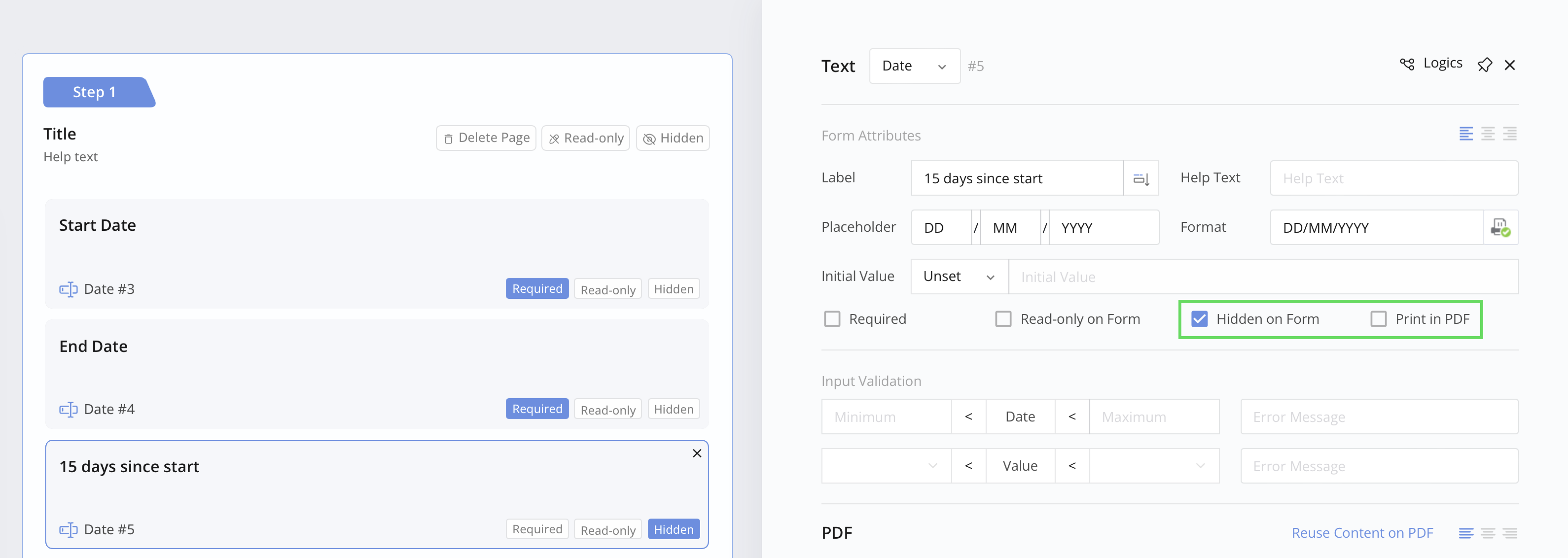 Extra Date Field Settings