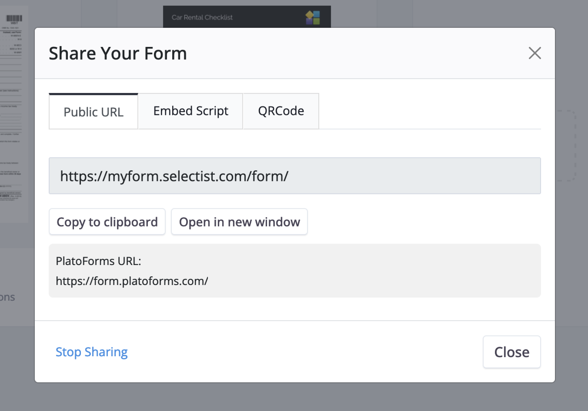 How to share a online PDF form